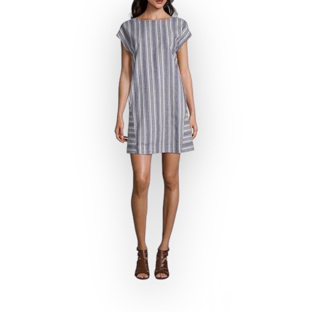 Peyton & Parker Striped linen cotton  blend dress M